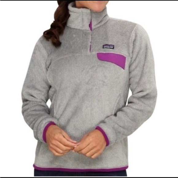 Patagonia Tops - Patagonia Women's Re-Tool Snap-T Fleece Pullover Sweater Small Gray Purple